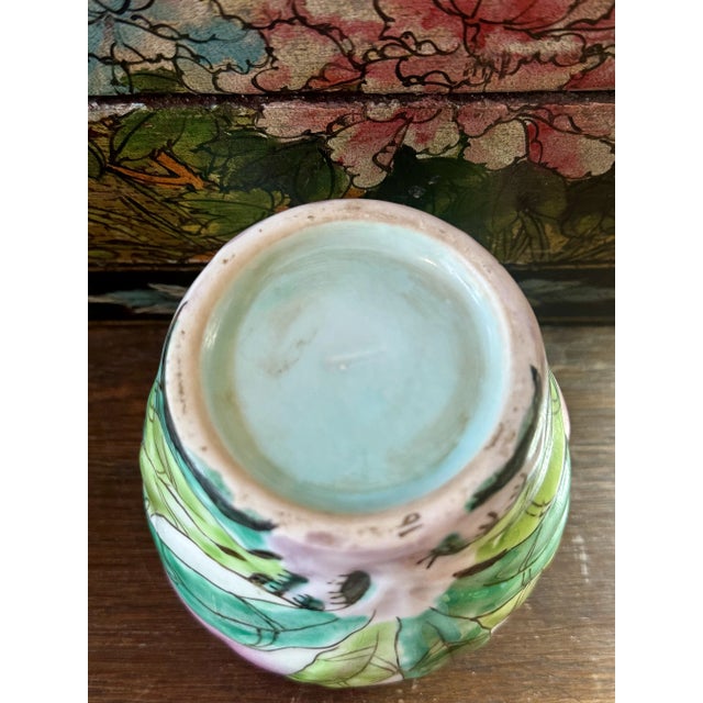 Ceramic Vintage Mid-Century Chinese Famille Rose Longevity Peach Porcelain Cup or Brush Pot For Sale - Image 7 of 7