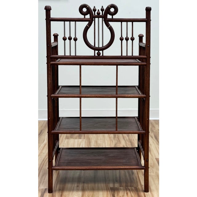Brown Antique Mahogany Lyre Motif Bookshelf Etagere For Sale - Image 8 of 11