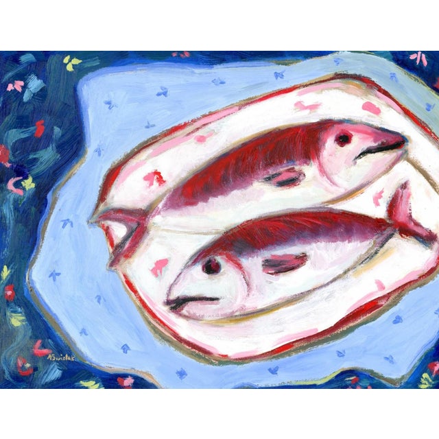This is an original still life oil painting by me, Alexandra Swistak. A very striking bold background is a grounding...