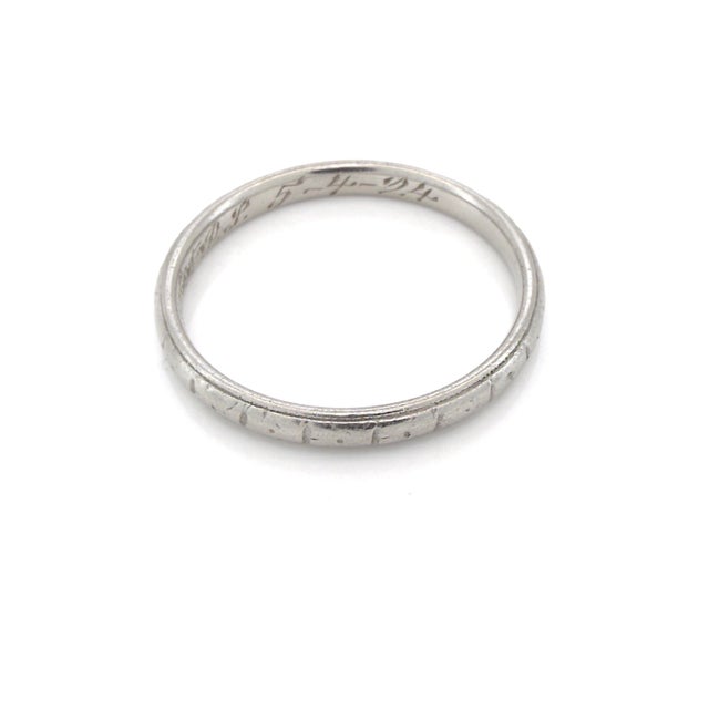 Art Deco Antique Platinum Wedding Band, Stacking Ring, Size 7.75 For Sale - Image 10 of 14