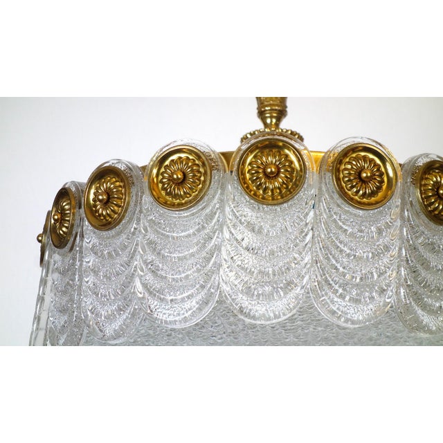 Brass and Glass 4-Light Chandelier from Kaiser-Leuchten, 1940s For Sale - Image 6 of 10