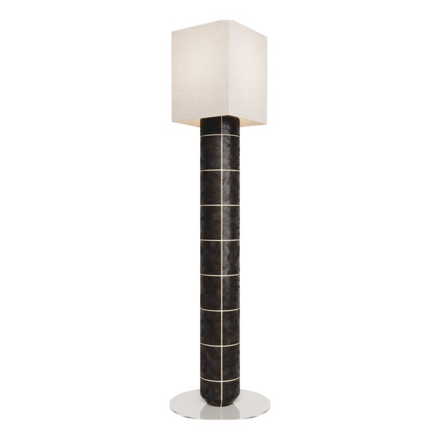 Handcrafted Ceramic and Glass Floor Lamp in Obsidian Gloss Glaze from Artem Zakharchenko-Halytskyi For Sale