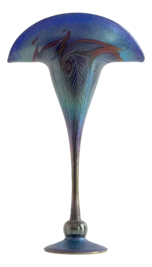 Iridescent Blue Art Glass Vase attributed to Charles Lotton