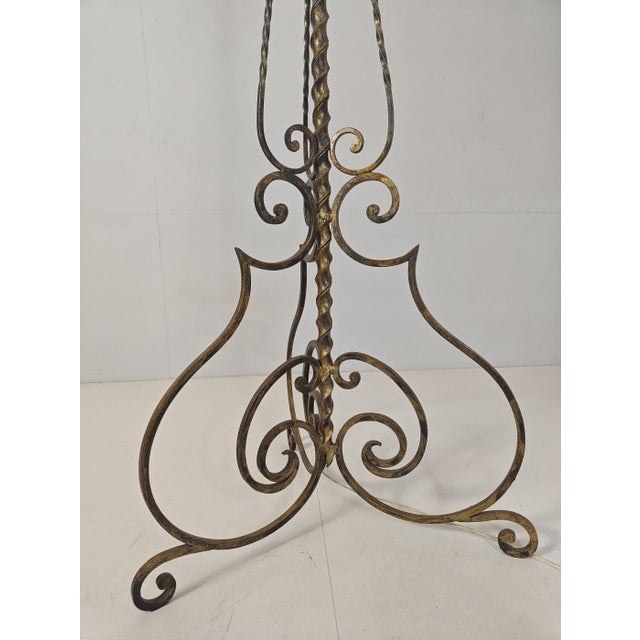 Art Deco Wrought Iron Torchiere Floor Lamp, Paris, 1920s For Sale - Image 4 of 10