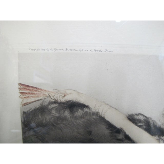 Louis Icart (France 1888 - 1928) wonderful art deco hand colored drypoint etching titled "Paresse"(Laziness), c1925....