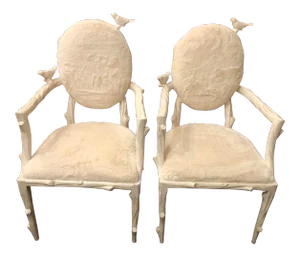 Children's Bird Motif Armchairs- A Pair