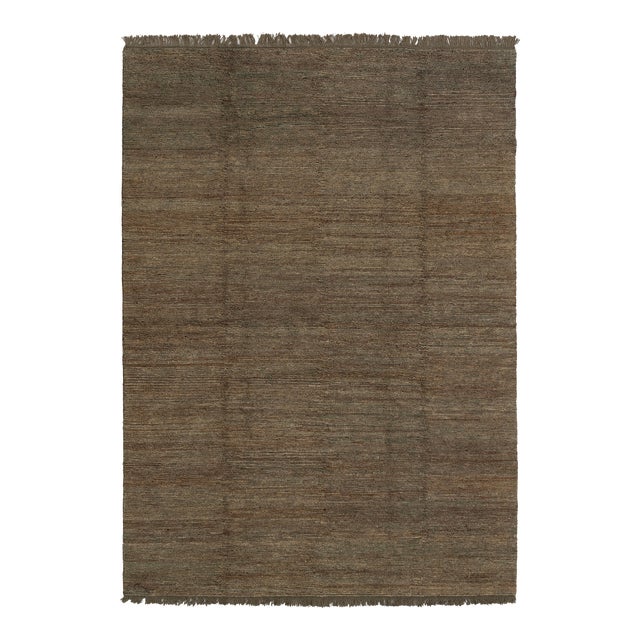 High Quality Hand Knotted Green Jute Loop Pattern Solid Rug 8x10Ft. For Sale