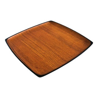 Mid Century Large Square Teak Tray For Sale