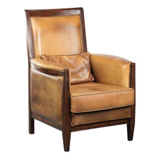 Art Deco Chair in Sheepskin Leathr For Sale