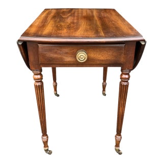 Late 20th Century Statton Drop-Leaf Side Table with Drawer For Sale