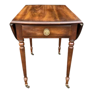 Late 20th Century Statton Drop-Leaf Side Table with Drawer