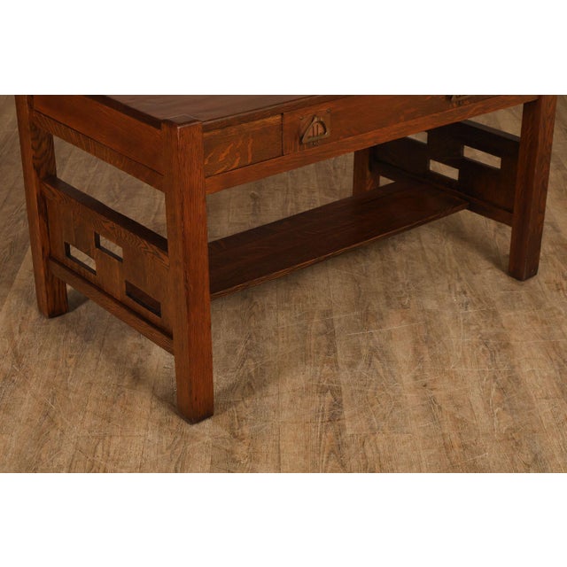 Antique Arts & Crafts Library Table Writing Desk For Sale - Image 9 of 18