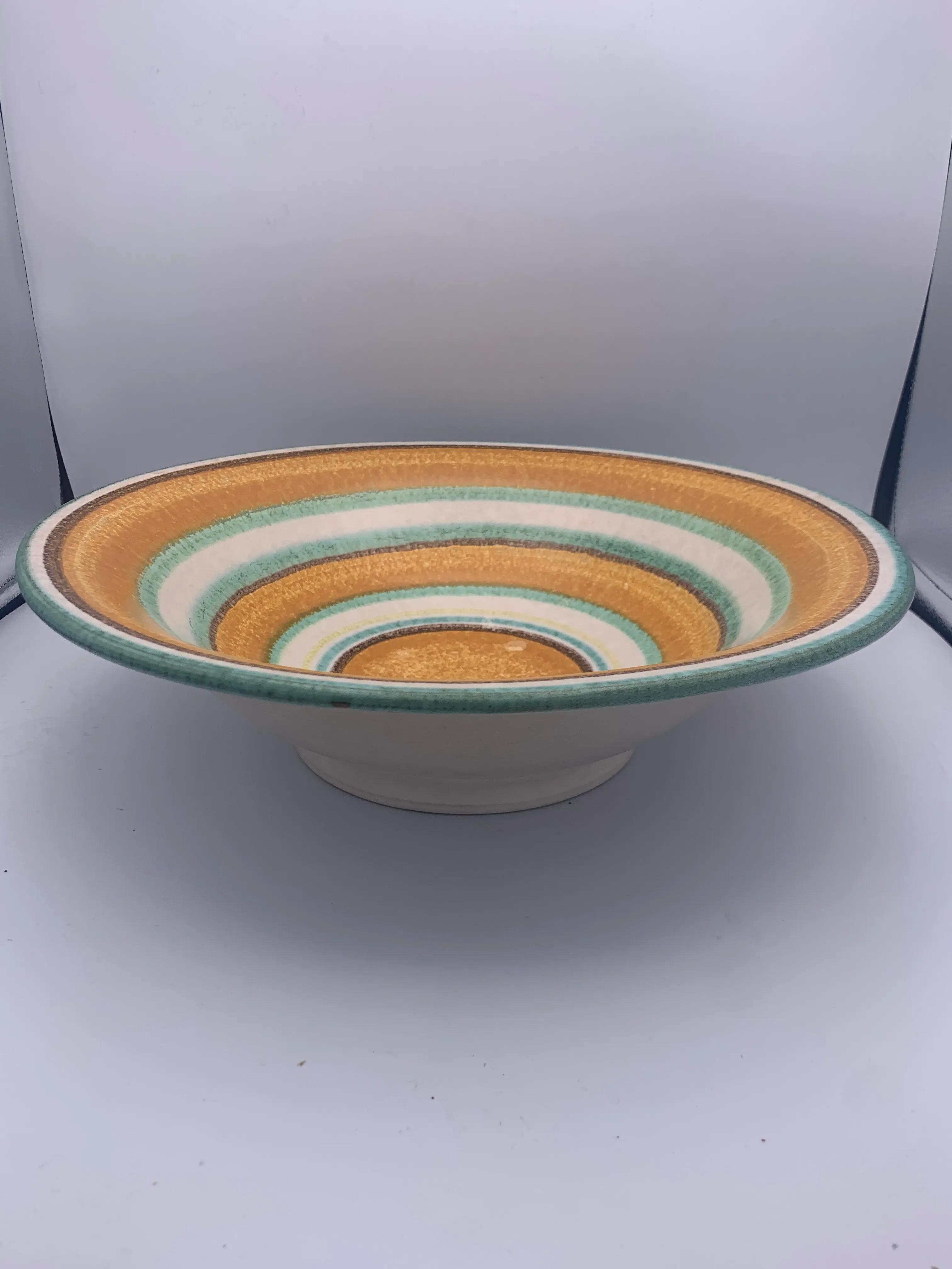 イタリア陶器　Alvino Bagni　ミッドセンチュリーデザイン Alvino Bagni Mid-Century Modern Striped Italian Pottery Bowl