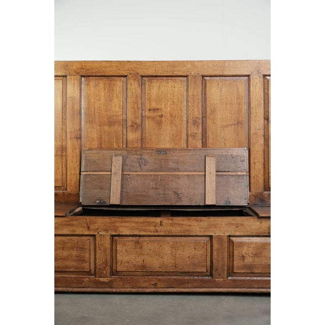 Antique English Oak Hall Bench with Storage Space For Sale - Image 12 of 18