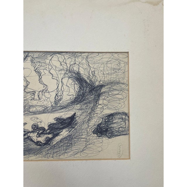 Vintage Signed Abstract Ink Drawing of Horse Race For Sale In Seattle - Image 6 of 10