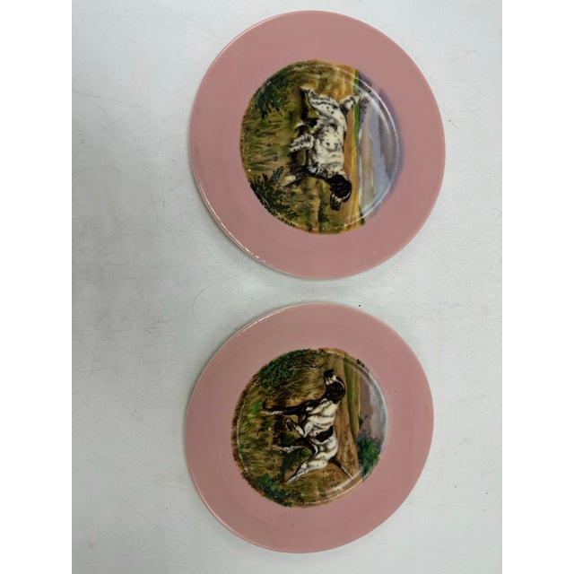 Antique Hunting Dog Decorative Plates, a Pair For Sale - Image 4 of 7