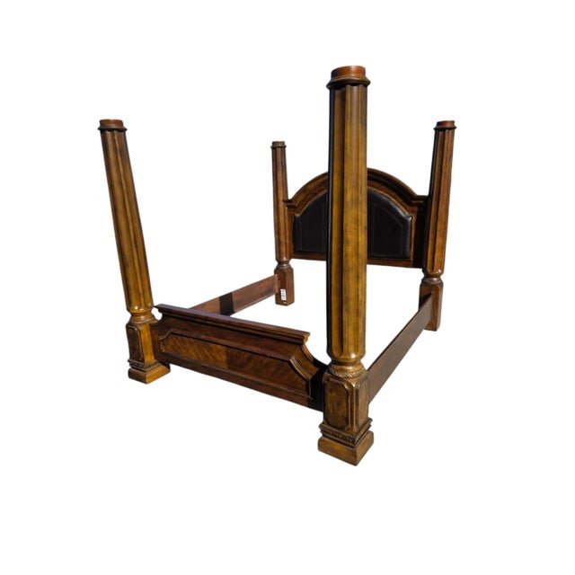 Brown Tall Traditional King Four Poster Bed, 83”h For Sale - Image 8 of 10