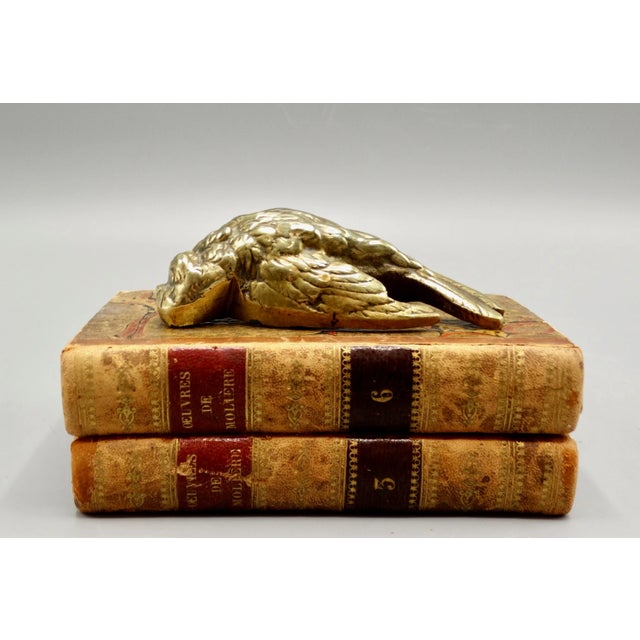 An antique sculpture bronze gilt sparrow bird attributed to listed French artist Paul Comoléra (1818-1897). The bird is...