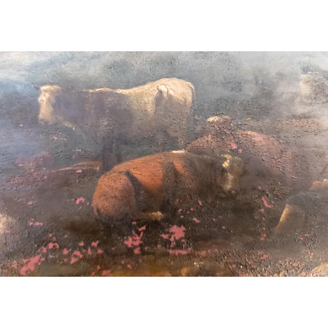19th Century Grand Tour Old Master Landscape Oil on Copper Painting of Cows and Sheep With Shepherd For Sale - Image 12 of 18