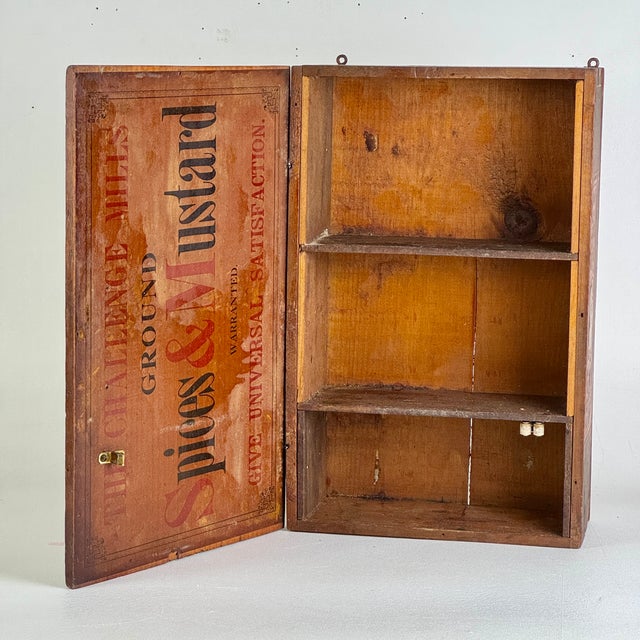 American Vintage Primitive Wood Cupboard With Herbes Menu For Sale - Image 3 of 8