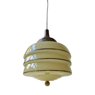 Scandinavian Art Deco Opaline Glass Beehive Pendant Lamp, 1930s For Sale