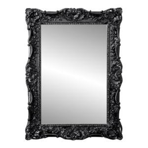Rococo Revival Black Lacquered Mirror