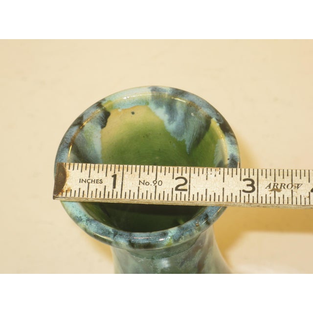 Mid 20th Century Vase Drip Glaze Pottery Blue & Green Retro Mid Century Modern For Sale - Image 9 of 13