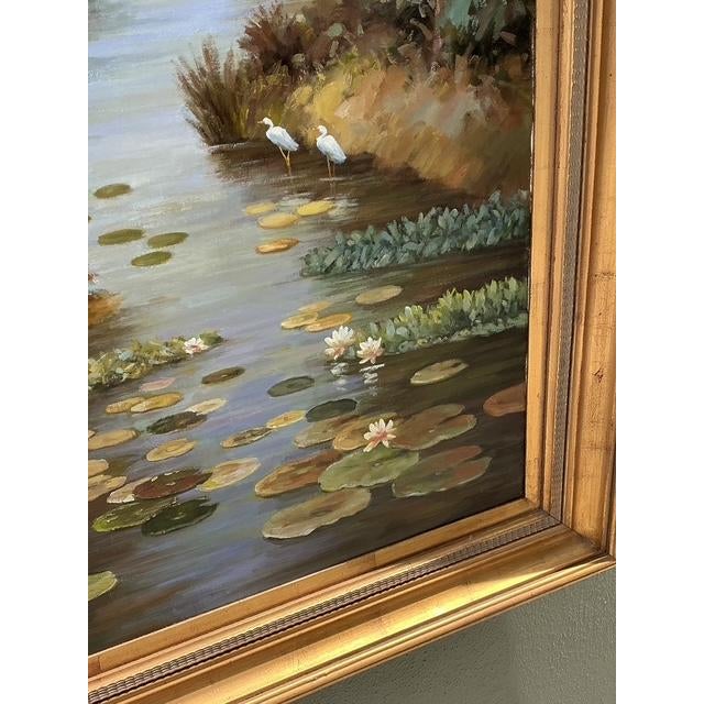 Vintage Monumental Original Everglades Oil Painting on Canvas For Sale - Image 4 of 12