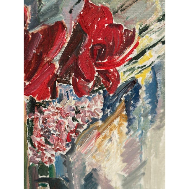 Harry Thomander, Amaryllis and Hyacinths, 1960s, Oil on Canvas, Framed For Sale - Image 6 of 15