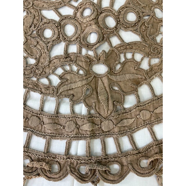 2 Italian Antique Doilies Hand Embroidered For Sale - Image 4 of 8