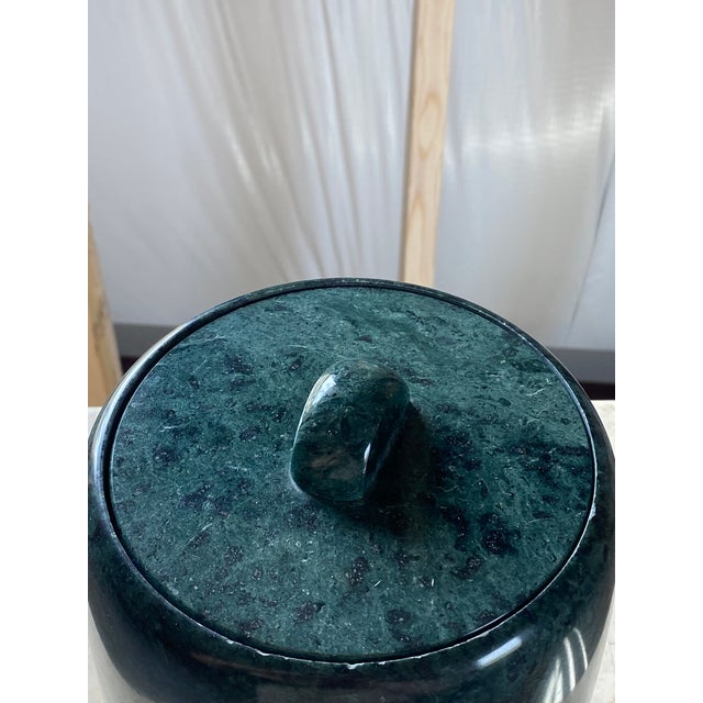 Georges Briard Green Marble Lidded Ice Vessel Bucket For Sale - Image 9 of 12