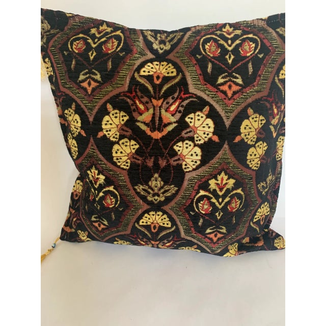 Turkish Kilim Patterned Turkic Motif Black Pillow Cover For Sale - Image 3 of 8