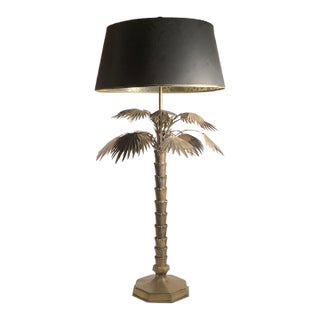 1970s Vintage Chapman Brass Palm Tree Table Lamp For Sale
