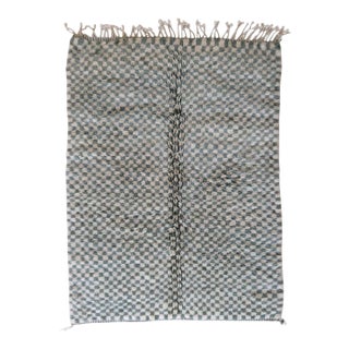 Checkered Sage Green Moroccan Wool Rug - 9.1 X 5.8 Ft For Sale