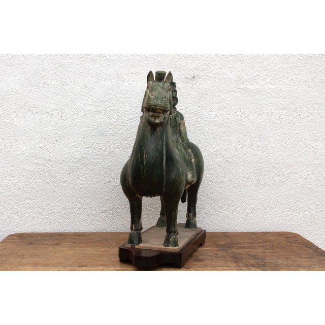Green Large Tang Dynasty Style Horse & Rider For Sale - Image 8 of 10