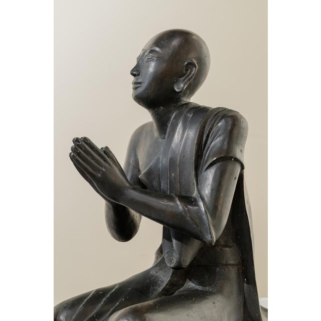 Unknown, Thai Monks, 1800s, Bronze and Terracotta, Set of 2 For Sale - Image 4 of 9