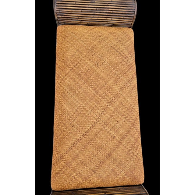 Palecek Vintage Wicker Brown Pencil Reed Tan Wicker Storage Flip Top Bench For Sale - Image 4 of 10