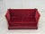 1970s, Danish 2-seater drop arm sofa. Original red furniture velour, beige jacquard fabric, springs in the seat cushions....