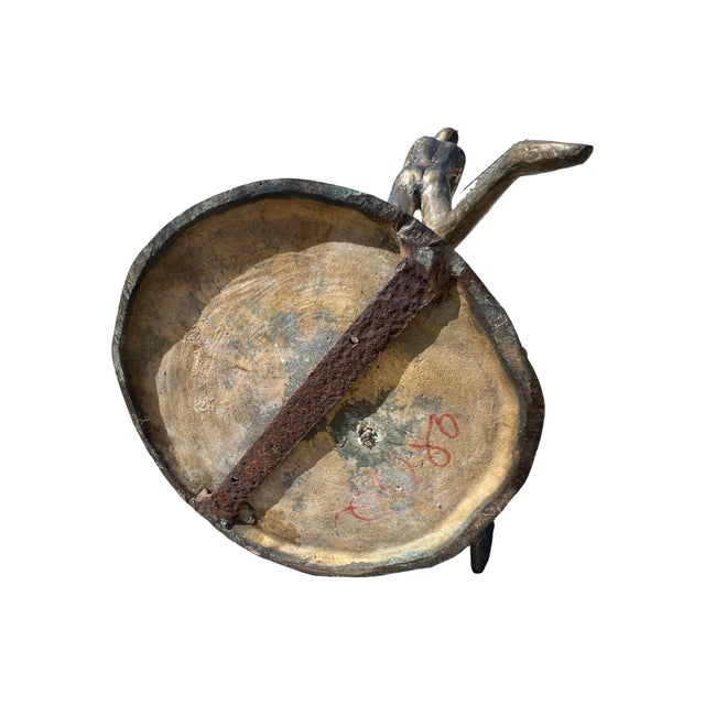 Vintage Mid Century Modern Italian Nude Women Brutalist Bronze Glass Circle Accent Table 1970s Sculpture Sculptural For Sale In Palm Springs - Image 6 of 12