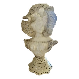 Antique Italian Carved Alabaster Female Bust, Aldolfo Cipriani For Sale