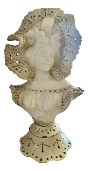 Antique Italian Carved Alabaster Female Bust, Aldolfo Cipriani
