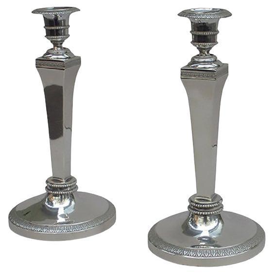 Pair of Empire Period Silver Candlesticks England circa 1820 For Sale In New York - Image 6 of 18