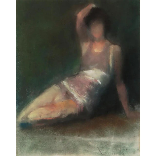 Val Costello -Art Deco Woman in Swimming Suit -Painting Pastel & Charcoal on paper -Signed -circa 1920/30s image size: 14...
