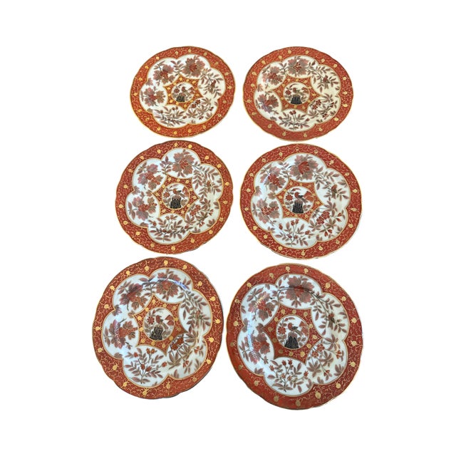 Antique c.f. Boseck Bohemian Japonisme Dessert Plates, Set of Six, Circa 1880–1910 For Sale - Image 4 of 6