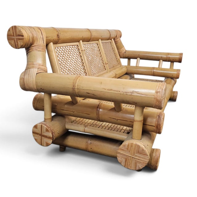 1970s–1980s Monumental Bamboo Living Room Suite, Vivai Del Sud and Budji Layug Style For Sale - Image 14 of 18