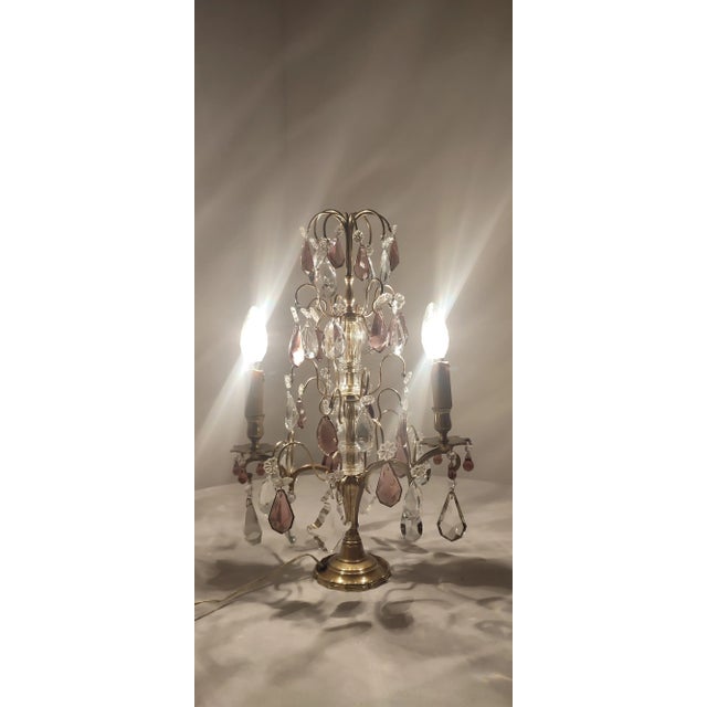 Bronze & Crystal Table Lamp, France, 1940s For Sale - Image 14 of 17