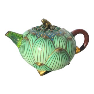 Vintage Chinese Cloisonné Enamel Tea Pot For Sale