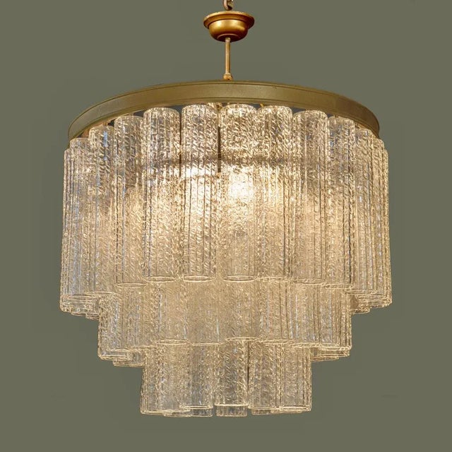 Gold Mid-Century Italian Murano Chandelier from Venini, 1960s For Sale - Image 8 of 9