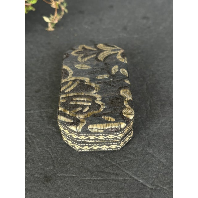 Victorian Small Decorative Brocade Trinket Box With Mirror For Sale - Image 3 of 12