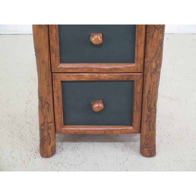 1990s Adirondack Style 2 Drawer Oversized Nightstand For Sale - Image 4 of 10